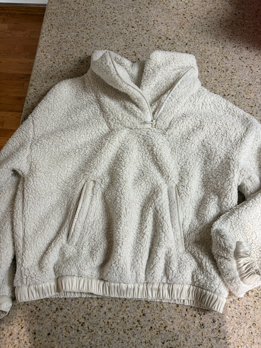 Cozy White Athleta Sherpa Half-Zip Pullover
